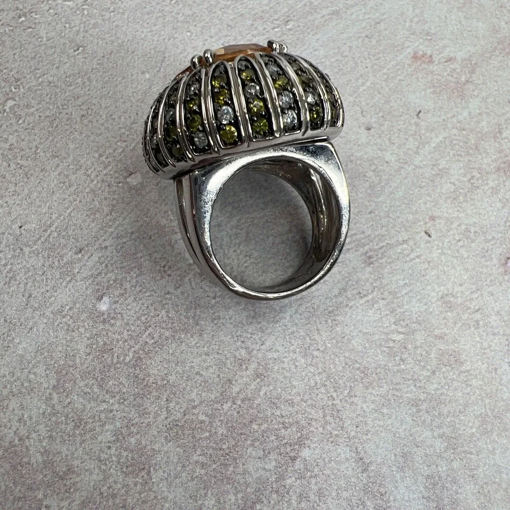 Large Statement Ring Costume Bold Yellow Mob Wife Modern‎
